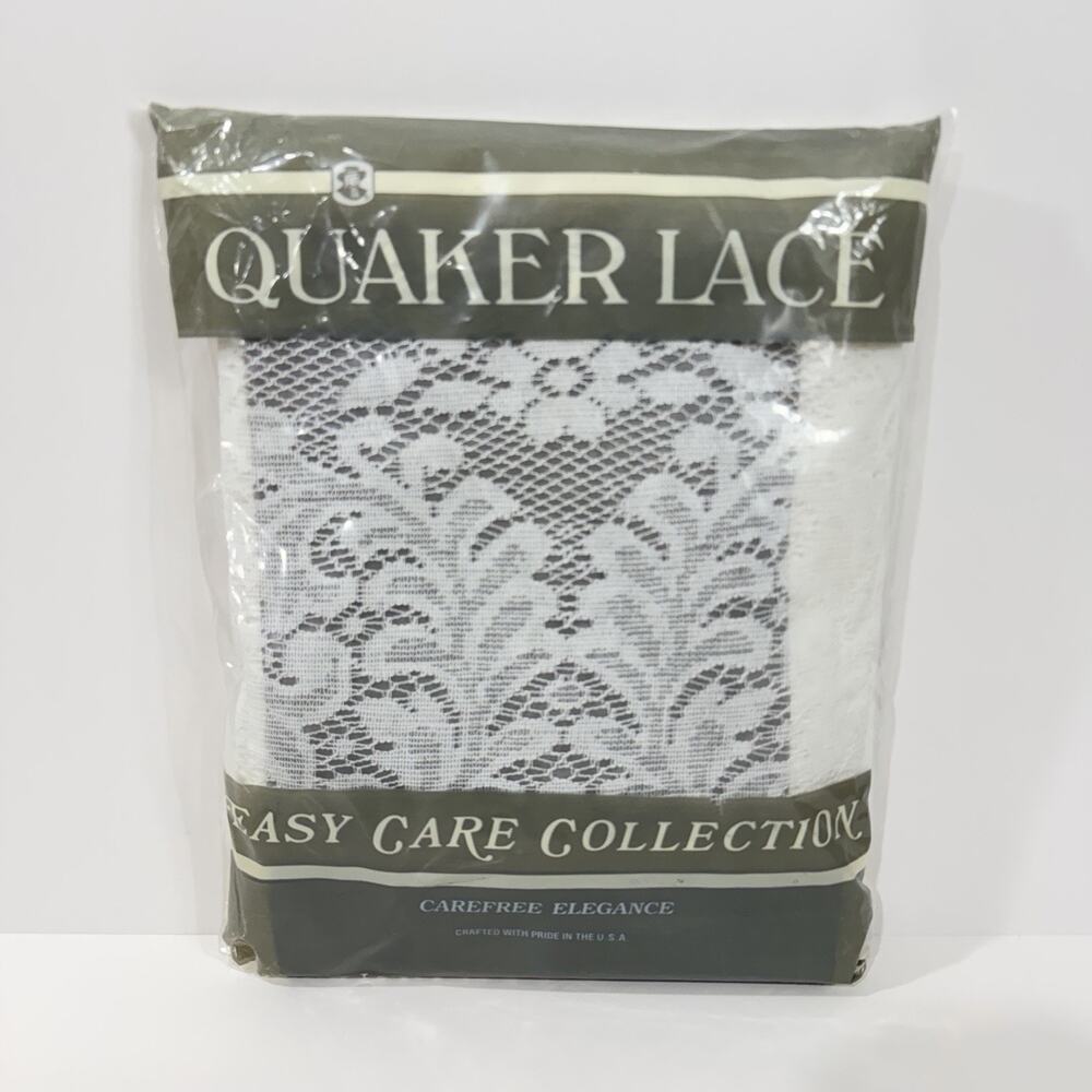 Vintage Quaker Lace Tablecloth White Oval 60x120 Pattern 474 NOS Made USA